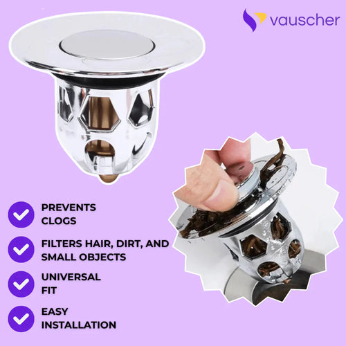 AquaStop ~ Universal Pop-up Drain Stopper – Prevents Hair Clogs Instantly